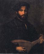 CAMPI, Giulio Portrait of a Gentleman with Mandolin oil painting reproduction